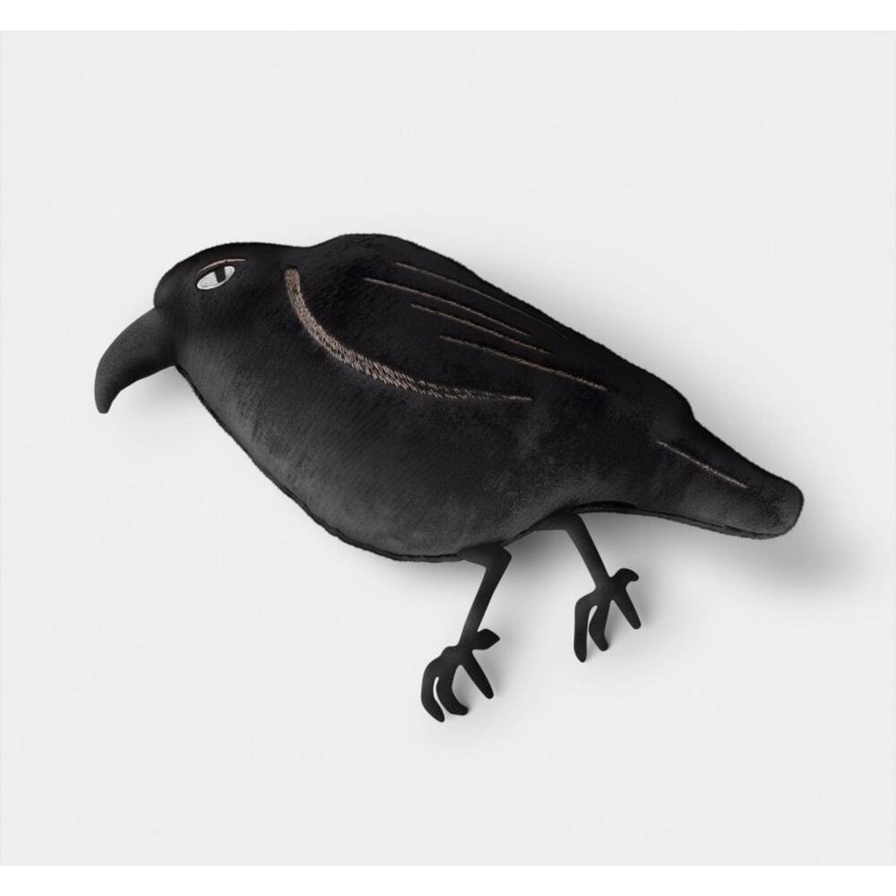 New Hyde & EEK Raven Halloween Bird Throw Pillow Plush Target Gothic Decor Black - Picture 3 of 5